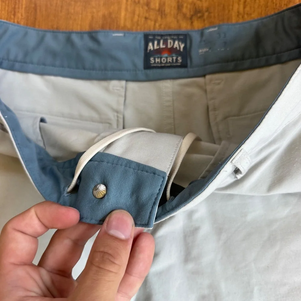 Faherty All Day Shorts Mens 33 Beige Hybrid Stretch Chino Casual Summer Beach